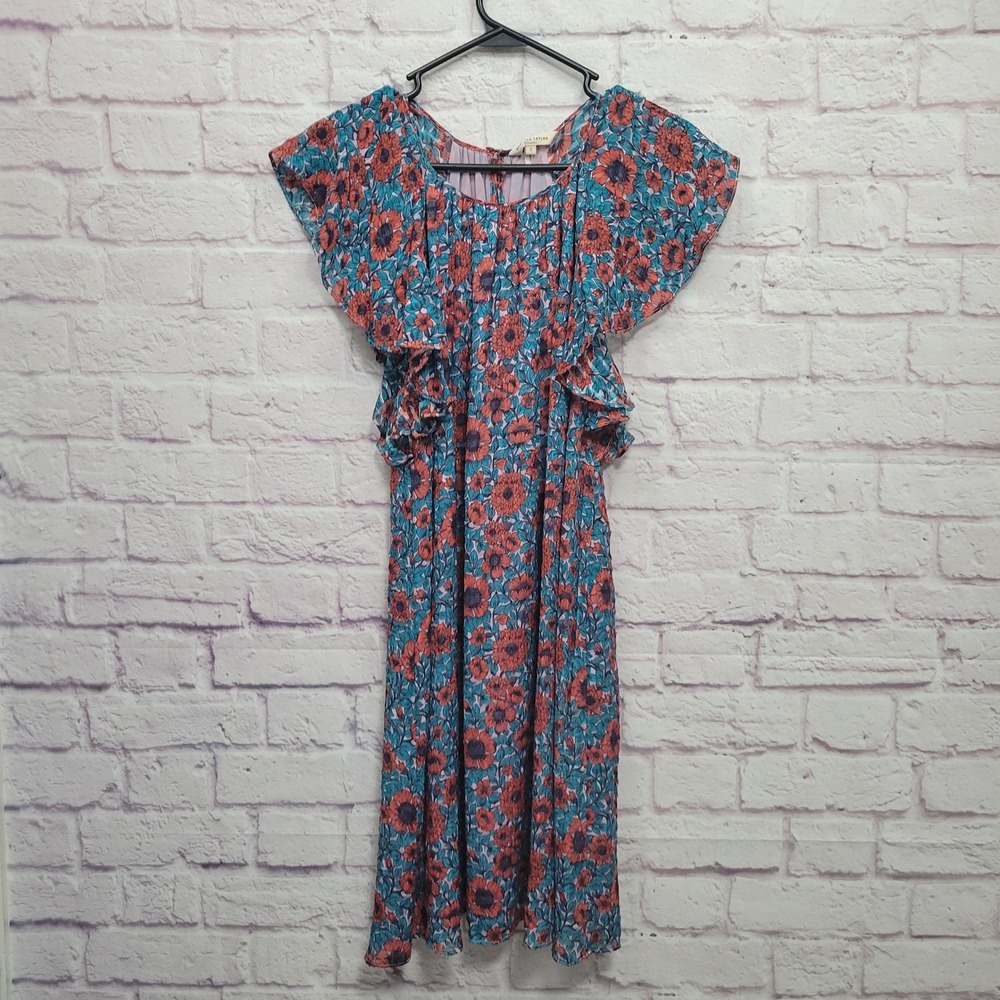 Rebecca Taylor Floral Lindsay‎ Dress Size 2 Flutter Sleeves Silk Cotton Blend